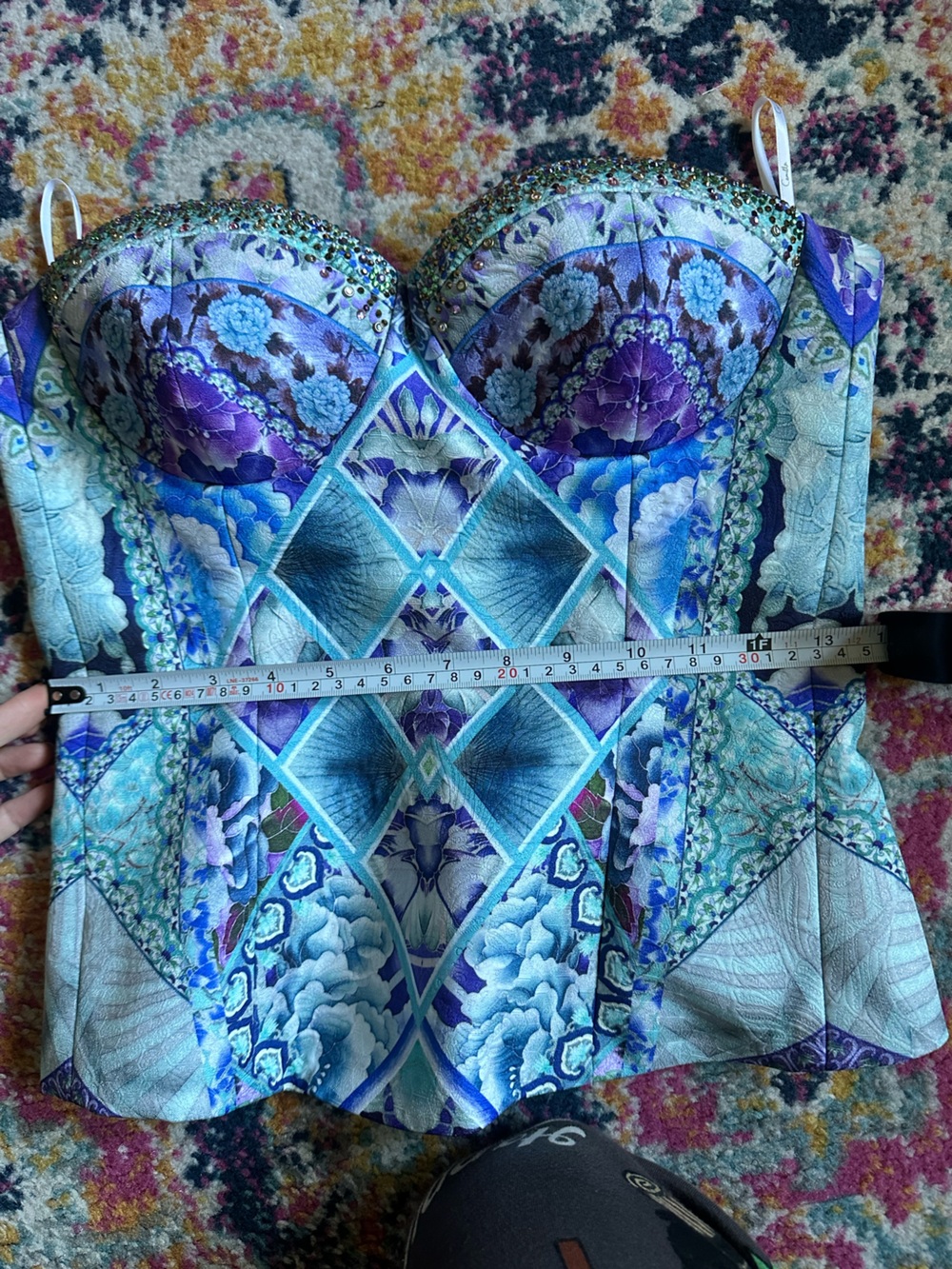 Camilla Blue & Purple Strapless Bohemian Maxi Top - Picture 12 of 14